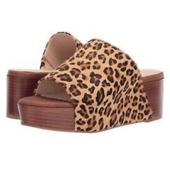 NEW Coconuts by Matisse Freya Platform Wedge Sandal Leopard Print 6 Slide NWT - Picture 1 of 3